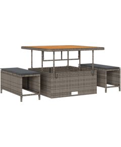 Vidaxl 12-częściowy zestaw sof ogrodowych z poduszkami Szary Polirattan Akacja Dārza mēbeļu komplekti