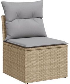 Vidaxl 7-częściowy zestaw sofy ogrodowej z poduszkami Beżowy Poli Rattan Dārza mēbeļu komplekti