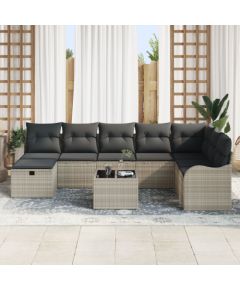 Vidaxl Zestaw sof ogrodowych 9-częściowy z poduszkami jasnoszary polirattan Dārza mēbeļu komplekti