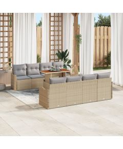 Vidaxl Zestaw 9-częściowy sof ogrodowych z poduszkami Beżowy Polirattan Dārza mēbeļu komplekti