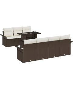 Vidaxl Zestaw sof ogrodowych 8-częściowy z poduszkami brązowy polirattan Dārza mēbeļu komplekti