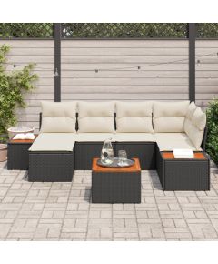 Vidaxl Zestaw 7-częściowy sofy ogrodowej z poduszkami czarny rattan Dārza mēbeļu komplekti