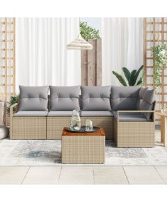 Vidaxl Zestaw sof ogrodowych z poduszkami Beżowy polirattan Akacja Dārza mēbeļu komplekti