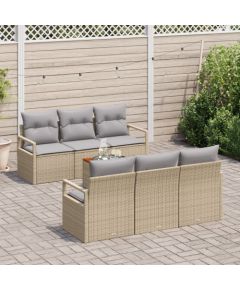 Vidaxl Zestaw Sofy Ogrodowej z Poduszkami Beżowy Polirattan Akacja Dārza mēbeļu komplekti