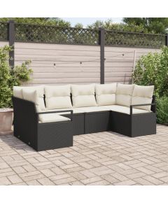 Vidaxl Zestaw 6-częściowy sofy ogrodowej z poduszkami czarny polirattan Dārza mēbeļu komplekti