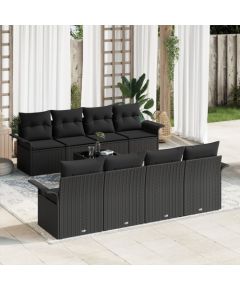 Vidaxl 9-częściowy zestaw sof ogrodowych z poduszkami Czarny Polirattan Dārza mēbeļu komplekti