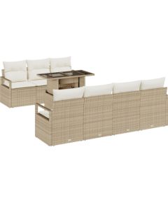 Vidaxl 8-częściowy zestaw sof ogrodowych z poduszkami beżowy polirattan Dārza mēbeļu komplekti