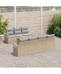 Vidaxl Zestaw 8-częściowy sofa ogrodowa z poduszkami Beżowy Polirattan Akacja Dārza mēbeļu komplekti