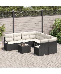 Vidaxl 9-częściowy zestaw sof ogrodowych z poduszkami czarny polirattan Dārza mēbeļu komplekti