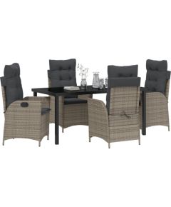 vidaXL Zestaw 5 mebli ogrodowych z szarymi poduszkami z rattanu polimerowego Dārza mēbeļu komplekti