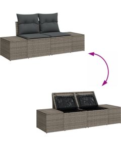 Zestaw Sof Ogrodowych vidaXL 12-elementowy z poduszkami Szary Polirattan Akacja Dārza mēbeļu komplekti