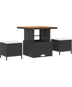 Vidaxl 8-częściowy zestaw sof ogrodowych z poduszkami Czarny Polirattan Akacja Dārza mēbeļu komplekti