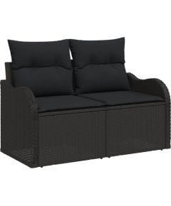 Vidaxl Zestaw 11 Elementowy Sof z Ogrodu z Poduszkami Czarny Polirattan Akacja Dārza mēbeļu komplekti