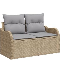 Vidaxl Zestaw 9-częściowy sof ogrodowych z poduszkami Beżowy Poli Rattan Akacja Dārza mēbeļu komplekti