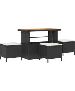 Zestaw 14-częściowy sofy ogrodowej vidaXL z poduszkami Czarny Polirattan Akacja Dārza mēbeļu komplekti