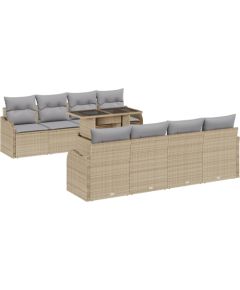 Vidaxl 10-częściowy zestaw sof ogrodowych z poduszkami beżowy poli rattan Dārza mēbeļu komplekti