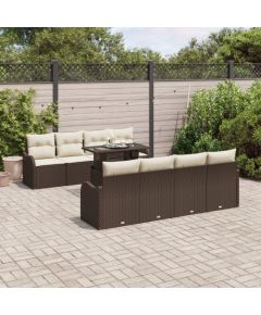 Zestaw sof ogrodowych vidaXL 10 elementów z poduszkami Brązowy Poli Rattan Dārza mēbeļu komplekti