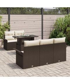 Zestaw kanap ogrodowych vidaXL 6 części z poduszkami Brązowy Polirattan Dārza mēbeļu komplekti