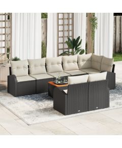 Zestaw sofy ogrodowej vidaXL 9-częściowy z poduszkami Czarny Rattan z akacji Dārza mēbeļu komplekti