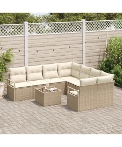 Zestaw Sof Ogrodowych vidaXL 9-częściowy z poduszkami Beżowy Polirattan Dārza mēbeļu komplekti
