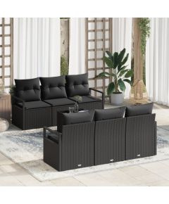 Zestaw sof ogrodowych vidaXL z poduszkami, czarny polirattan Dārza mēbeļu komplekti