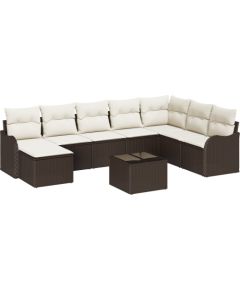 Zestaw 8-częściowy mebli ogrodowych vidaXL z szarymi poduszkami z polirattanu Dārza mēbeļu komplekti