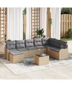 Vidaxl 9-częściowy zestaw kanap ogrodowych z poduszkami czarny poli rattan Dārza mēbeļu komplekti