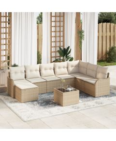 Zestaw Sof Ogrodowych vidaXL 9-częściowy z Poduszkami Brązowy Polirattan Dārza mēbeļu komplekti