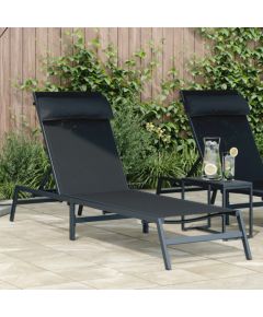 vidaXL Leżak słoneczny Czarny Stal, Textilene Jednoosobowy Шезлонги и пляжные стулья