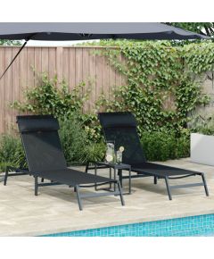 vidaXL Składane leżaki Czarny Metalowa rama, materiał Textilene Standard Шезлонги и пляжные стулья