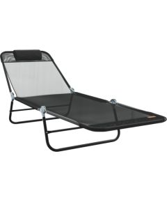 vidaXL Składany leżak słoneczny z podłokietnikiem Czarny Textilene Шезлонги и пляжные стулья