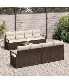 9-częściowy zestaw kanap ogrodowych vidaXL z poduszkami Brązowy politkan, 2-osobowa kanapa ogrodowa vidaXL z poduszkami Brązowy politkan Dārza mēbeļu komplekti