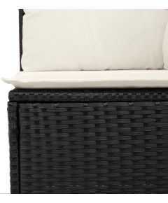 Vidaxl Zestaw Sof Ogrodowych 10-częściowy z Poduszkami Czarny Poli Rattan Akacja, Sofa Ogrodowa 2-osobowa z Miejscem na Przechowywanie i Poduszkami Czarny Poli Rattan, Zestaw Jadalniany Ogrodowy 3-częściowy z Poduszkami Czarny Poli Rattan Akacja Dārza mēbeļu komplekti