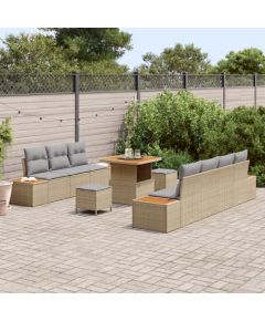 Zestaw Sofy Ogrodowej vidaXL 10 Części z Poduszkami Beżowy Polirattan Akacja, Zestaw Sofy Ogrodowej vidaXL 2-osobowej z Przechowalnią i Poduszkami Beżowy Polirattan, Zestaw Jadalny Ogrodowy vidaXL 3 Części z Poduszkami Beżowy Polirattan Akacja Dārza mēbeļu komplekti