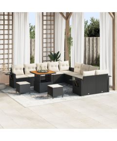 vidaXL 13-częściowy zestaw sof ogrodowych z czarnym polirattanem Dārza mēbeļu komplekti