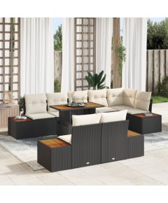 vidaXL 9-częściowy Zestaw Sofy Ogrodowej Z Poduszkami Czarny Polirattan Dārza mēbeļu komplekti