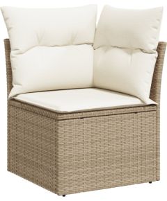 Vidaxl Zestaw 11-częściowych sof ogrodowych z poduszkami Beżowy Poli Rattan, Sofa ogrodowa dwuosobowa z miejscem do przechowywania i poduszkami Beżowy Poli Rattan Dārza mēbeļu komplekti