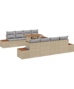 vidaXL 9-częściowy Zestaw Sofy Ogrodowej z Poduszkami Beżowy Poli Rattan Dārza mēbeļu komplekti