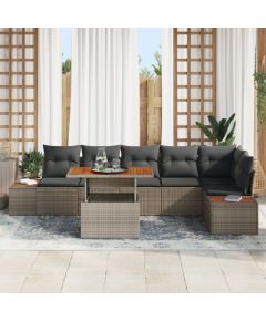 vidaXL 7-częściowy zestaw sof ogrodowych z poduszkami szary polirattan Dārza mēbeļu komplekti