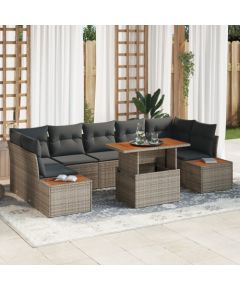 vidaXL 8-częściowy zestaw sof ogrodowych z poduszkami w szarym kolorze z polirattanu Dārza mēbeļu komplekti