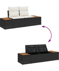 vidaXL 6-częściowy zestaw sof ogrodowych z poduszkami czarno-rattanowymi akacjowymi Dārza mēbeļu komplekti