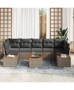 vidaXL 8-częściowy zestaw sof ogrodowych z poduszkami szary polirattan akacja Dārza mēbeļu komplekti