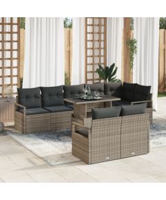 vidaXL 9-częściowy zestaw sof ogrodowych z poduszkami szary poli rattan Dārza mēbeļu komplekti