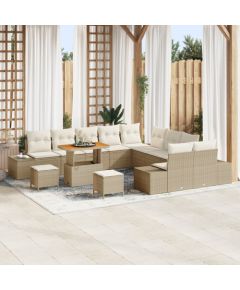 Zestaw ogrodowy vidaXL z 13 elementami i poduszkami Beżowy Polirattan Akacja, 2-osobowa kanapa ogrodowa vidaXL z poduszkami Beżowy Polirattan, Zestaw do jadalni ogrodowej vidaXL z 3 elementami i poduszkami Beżowy Polirattan Akacja Dārza mēbeļu komplekti