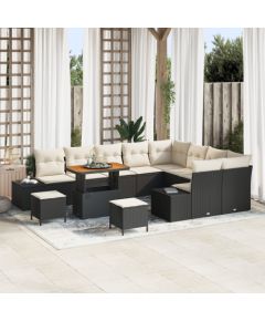 Zestaw sof ogrodowych vidaXL 12 Części z poduszkami Czarny Polirattan Akacja, Zestaw jadalny vidaXL 3 Części z poduszkami Czarny Polirattan Akacja, Sofa dwuosobowa vidaXL z poduszkami Czarny Polirattan Dārza mēbeļu komplekti