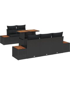 Vidaxl Zestaw ogrodowy 6 elementów z poduszkami czarnym polirattanem akacjowym Dārza mēbeļu komplekti