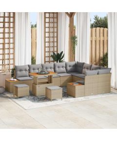 12-elementowy zestaw sof ogrodowych vidaXL z poduszkami Beżowy Polirattan Akacja, 2-osobowa sofa ogrodowa vidaXL z miejscem na przechowanie i poduszkami Beżowy Polirattan, 3-elementowy zestaw do jadalni ogrodowej vidaXL z poduszkami Beżowy Polirattan A Dārza mēbeļu komplekti