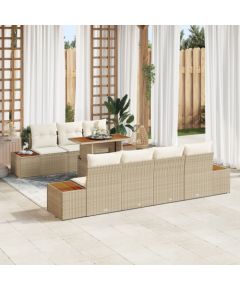 Zestaw Sofy Ogrodowej vidaXL 8-częściowy z Poduszkami Beżowy Rattan Poly, Zestaw Sofy Ogrodowej vidaXL 2-osobowej z Przechowalnią i Poduszkami Beżowy Rattan Poly Dārza mēbeļu komplekti