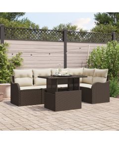 vidaXL 6-częściowy zestaw sof ogrodowych z poduszkami brązowy polirattan Dārza mēbeļu komplekti