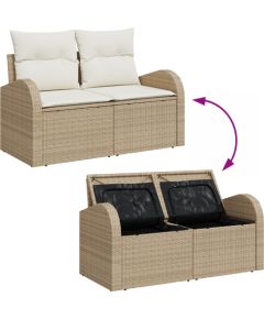 Vidaxl 7-częściowy zestaw sof ogrodowych z poduszkami Beżowy Polirattan Dārza mēbeļu komplekti